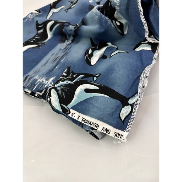 2 Yard orca whale on Blue Background  Quilt Craft Shamash  & Sons NEW - Picture 2 of 4
